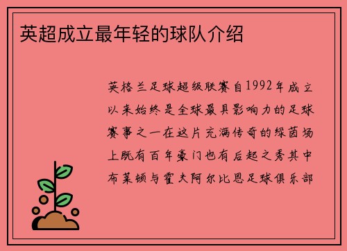 英超成立最年轻的球队介绍